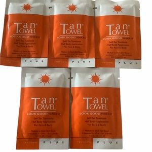 Tan towel 5 packs half body PLUS deeper/ darker self-tanning moist towelettes